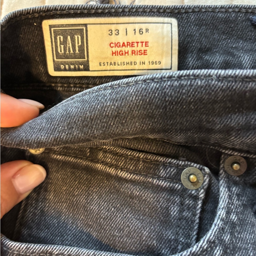 GAP Denim High Rise Cigarette Jeans - Dark Gray